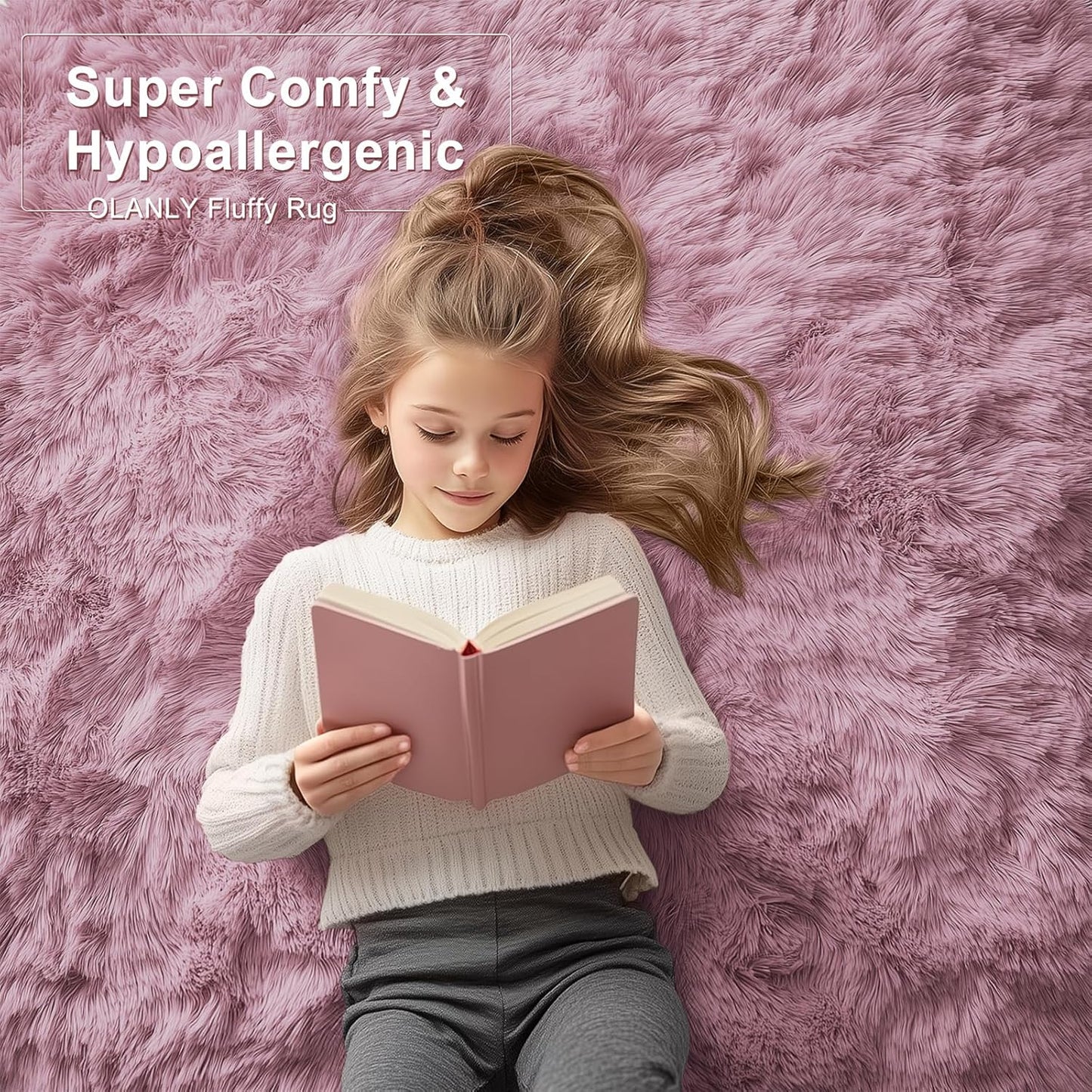 OLANLY Runner Rugs - Soft, Machine Washable 2x6 Shaggy Carpet for Hallway & Bedroom | Blush Color