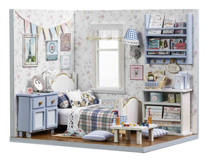 CUTEROOM DIY Miniature House Kit - Mini Craft Rooms for Adults with LED Lights, Realistic Mini Dollhouse Kit Building Model Kit, Creative Home Decor Gift- Sunshine Overflowing