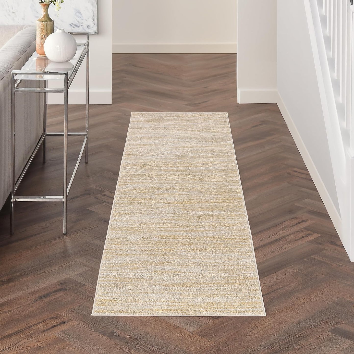 2'2" 10' (10' Nourison Home Nourison Essentials Ivory Gold x Area Rug - Easy Clean, Non Shedding, Bed Room, Living