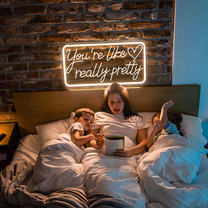 You're Like Really Pretty Neon Signs for Wall Decor, LED Neon Sign Aesthetic Room Decor for Teen Girls Neon Lights Signs for Bedroom, Salon, Wedding Party Pink Neon Name Sign