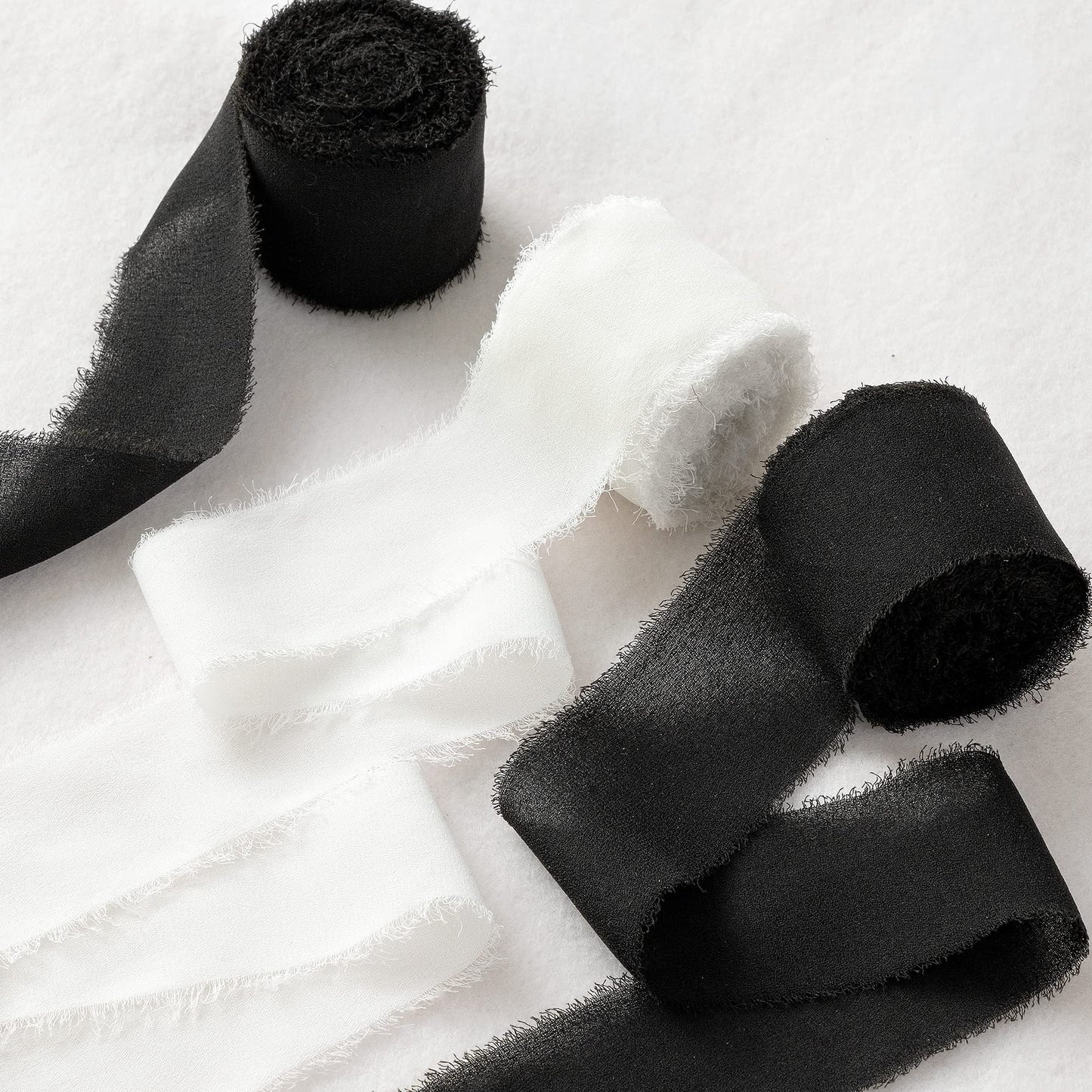 JEDIA Halloween Ribbon, 3 Rolls Black Chiffon Silk Ribbons, 1.5" x 7Yd Ribbon Set for Gift Wrapping, Wedding Invitations, Bouquet Wrap, Bridal Bouquets, DIY Crafts