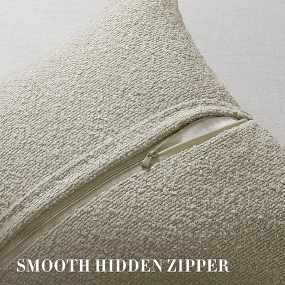 20 20 Inch Set 2, Cozy Throw Pillow Covers x of Beige Decorative Accent Solid Boucle Textured Pillow Cover, Neutral