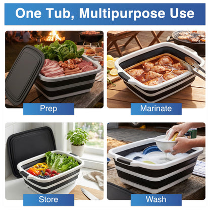 3pcs BBQ Prep Tub, BBQ Blanket, Meat Shredder Claws | Collapsible 3 in 1 Cutting Board with Colander & Dish Basin, Insulated 21" Meat Resting Bag, Barbecue Grilling Accessories with Tub