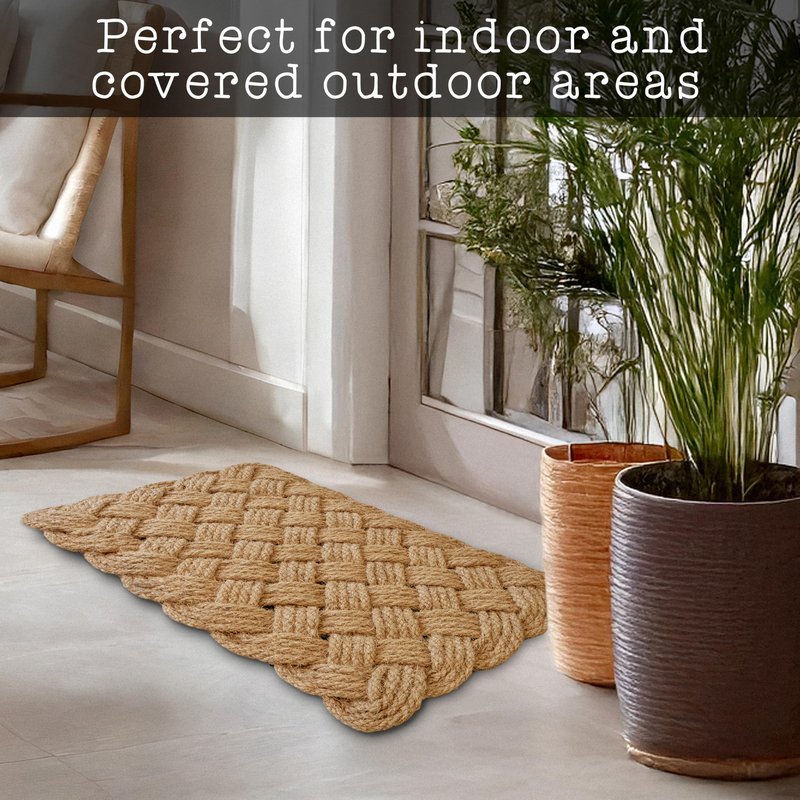 Rope Doormat 30x17 Inch, Woven Mat for Indoor and Covered Outdoor, Welcome Mat