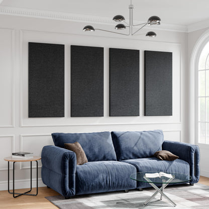 SMARTSTANDARD 4 PCS Acoustic Wall Panels, 2" Thick 47.2" x 23.6" Fiberglass Soundproof Wall Panels with Hanging System for Studios Home Theater Office Meeting Room, Black