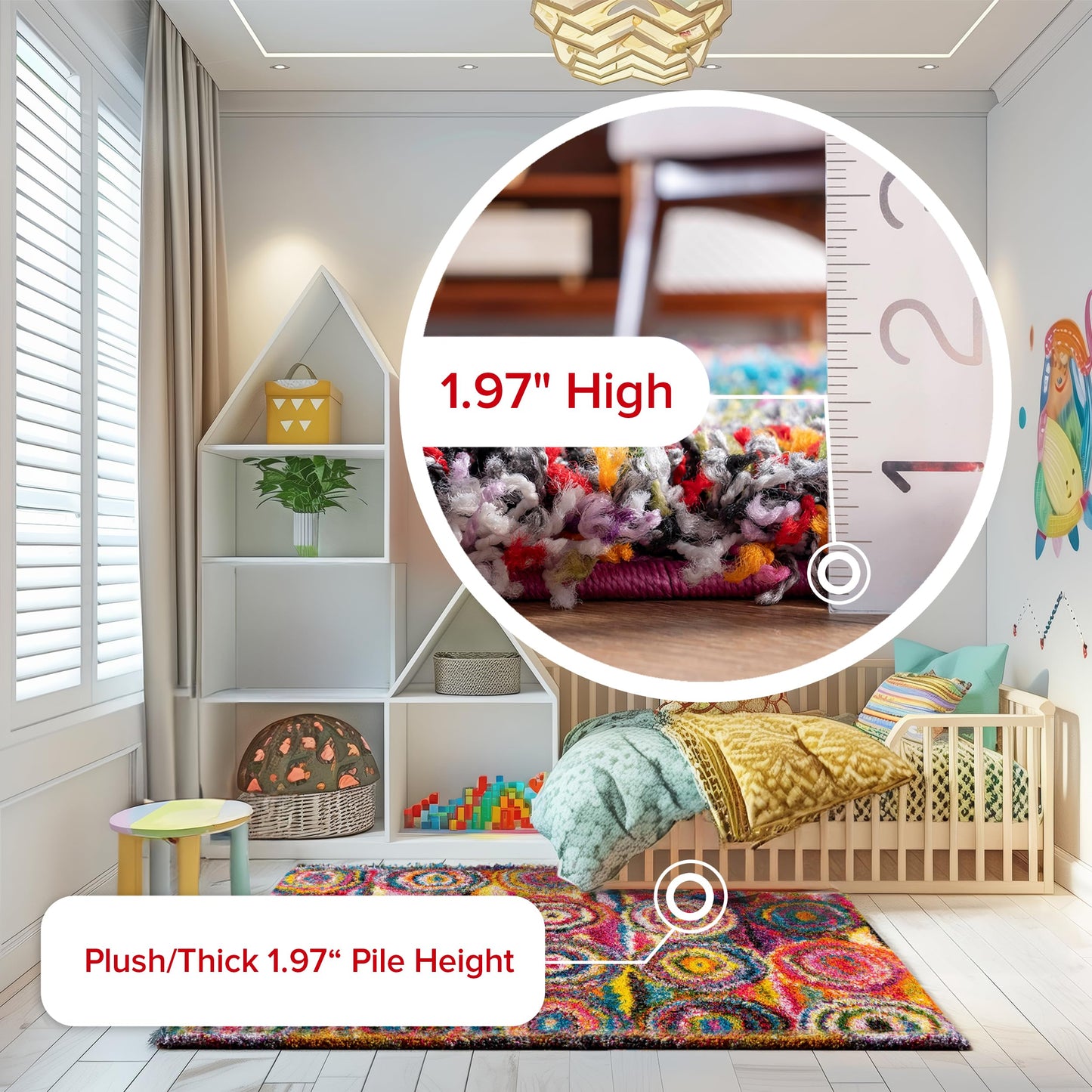 Nuloom Kindra Multicolor/Red, 7'10" Square, Bohemian Circles, Soft and Cozy, High Traffic, Stain Resistant, Easy Clean, Durable Area Rug for Bedroom, Living Room, Dining Space, Den, Foyer, Entryway