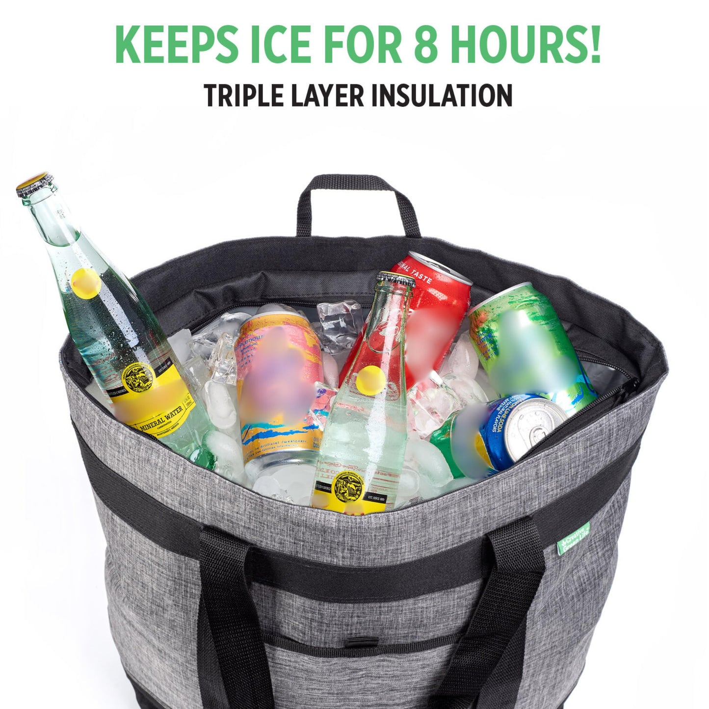 Jumbo Insulated Cooler Bag (Charcoal) with HD Thermal Insulation - Premium, Collapsible Soft Cooler Makes a Perfect Insulated Grocery Bag, Food Delivery Bag, Travel Bag, Beach or Picnic Bags