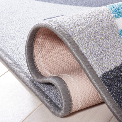 2'2" 6' (KPH226A) SAFAVIEH Washable Rug Kids Playhouse Collection - x Runner, Grey & Pink, Slip Resistant & Easy