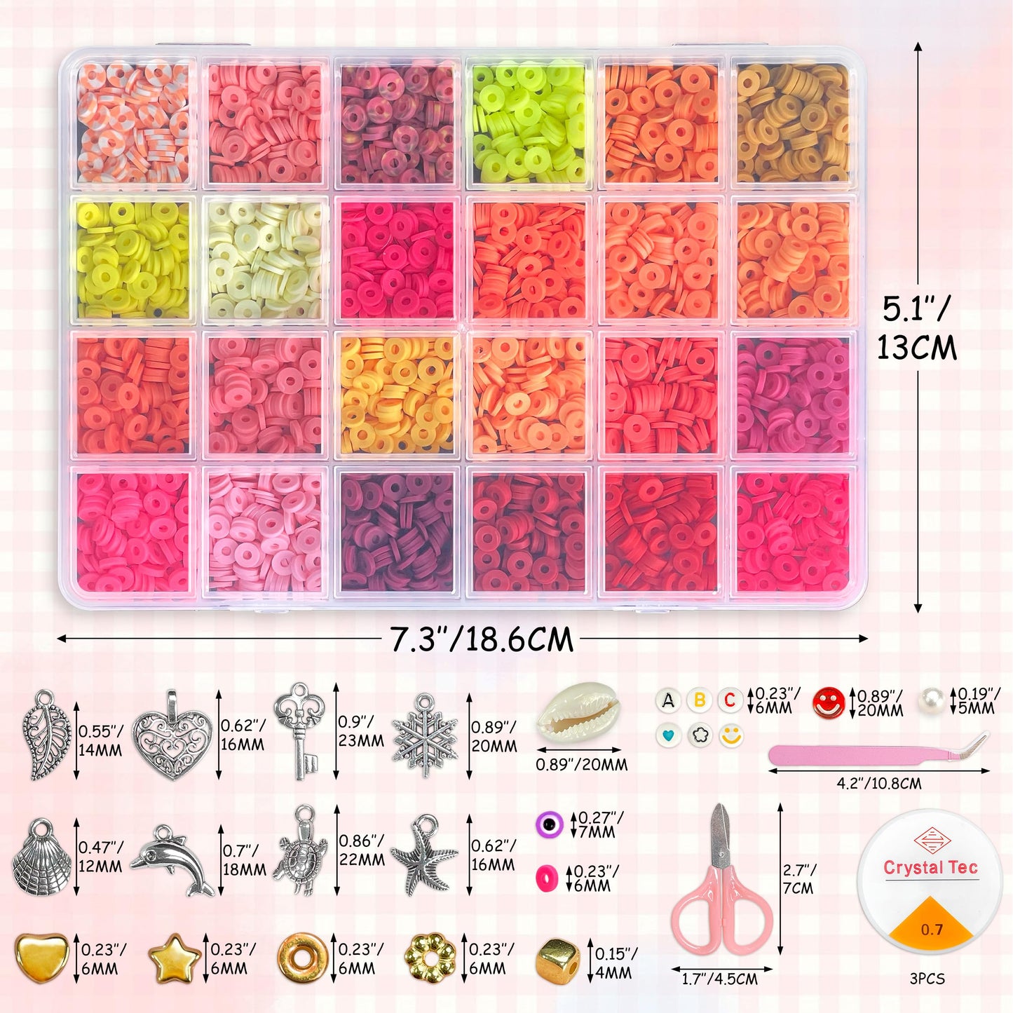 LINAYE 20000 PCS Clay Beads Kit with 120-Colors 6 Boxes Flat Preppy Polymer Heishi Beads with Pendant Charms Crafts Accessories, Friendship Bracelet Making Kit Crafts Supplies Kit Gift for Adults