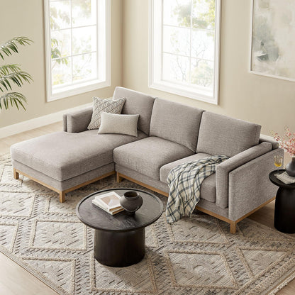 Modway Roscoe Left-Facing Sectional Sofa with Chaise in Pewter - 2-Piece Mélange Chenille Fabric Deep Seat Couch, L Shaped Modular for Living Room or Lounge