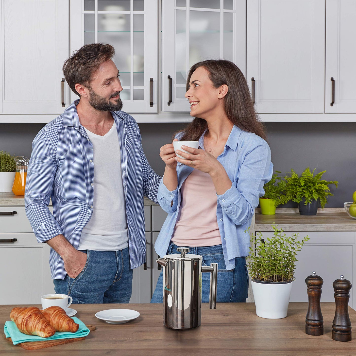 Mixpresso Stainless Steel French Press Coffee Maker 26 Oz 770 ml, Double Wall Insulated French Press Stainless Steel, Easy Clean Tea Brewer, Easy Press Durable Metal Coffee Press