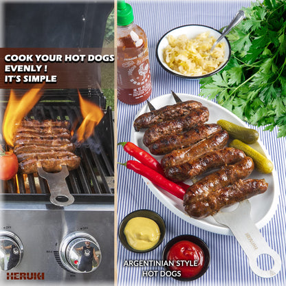 HERUKI Double Skewers 14.4" Stainless Steel Heavy Duty Double Prong Valentine’s Day Gift for Him Skewers for BBQ Kabob Shawarma Meat Fish Chicken Accessories for Grill Master Arsenal - 2 Units
