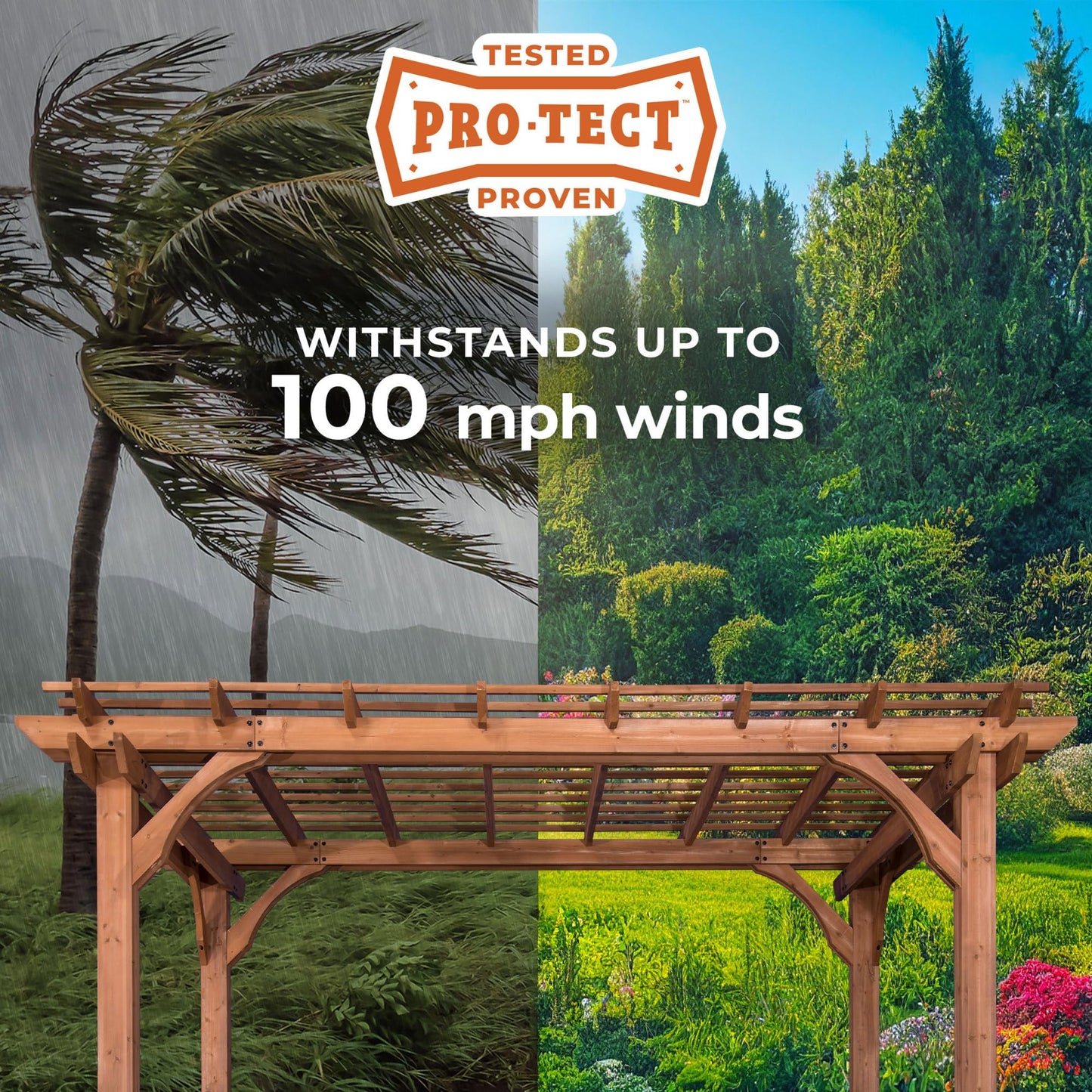 Backyard Discovery Beaumont 16' x 12' Traditional Cedar Wood Pergola Kit with Trellis Roof, All-Season Durability, High-Wind Rating, PowerPort, Shade for Outdoor Patio, Deck, Garden, and Entertaining
