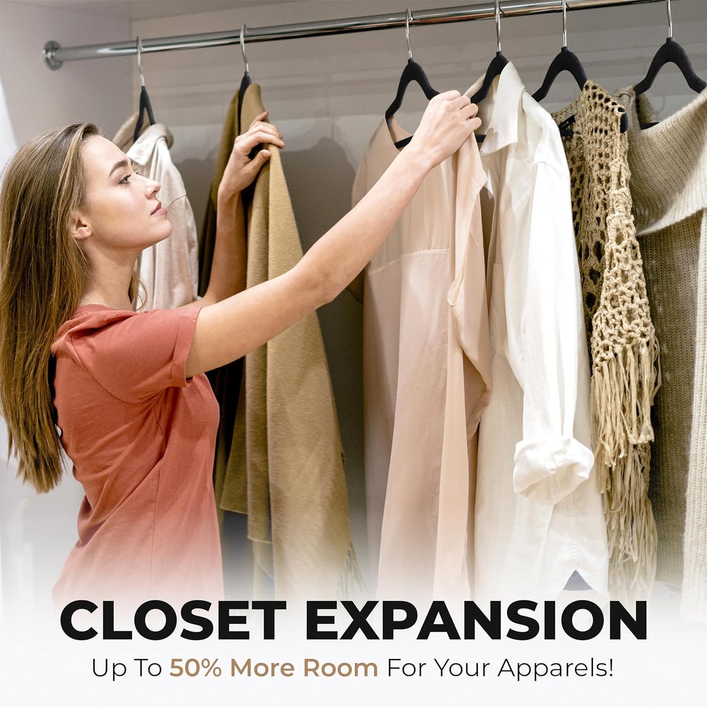 Modern Space Velvet Hangers - 100 Pack Slim Space-Saving Design for Shirts, Pants & Dresses