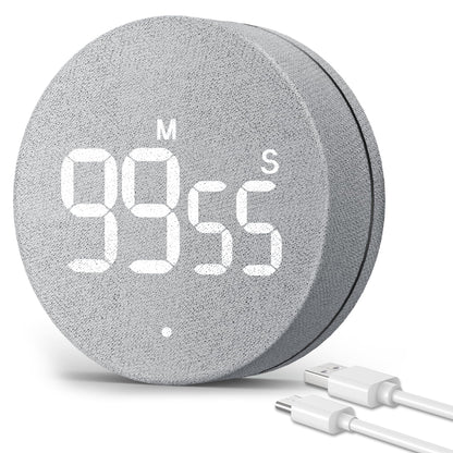 AVINIA Desk Timer for Productivity Magnetic Digital Kitchen Timer Rechargeable Fabric Mesh Cover 99 Mins Countdown/Count Up Stylish Efficana Konah Home Timmer for Cooking (Fabric Gray)