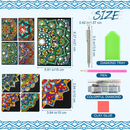 Skyygemm 16 Pcs Diamond Painting Kits for Women 5d Mandala Diamond Painting Notebook Art Bookmarks Rhinestone Pen and Organza Bags with Tools DIY Gem Dots Crafts for Adults Sketchbook Supplies