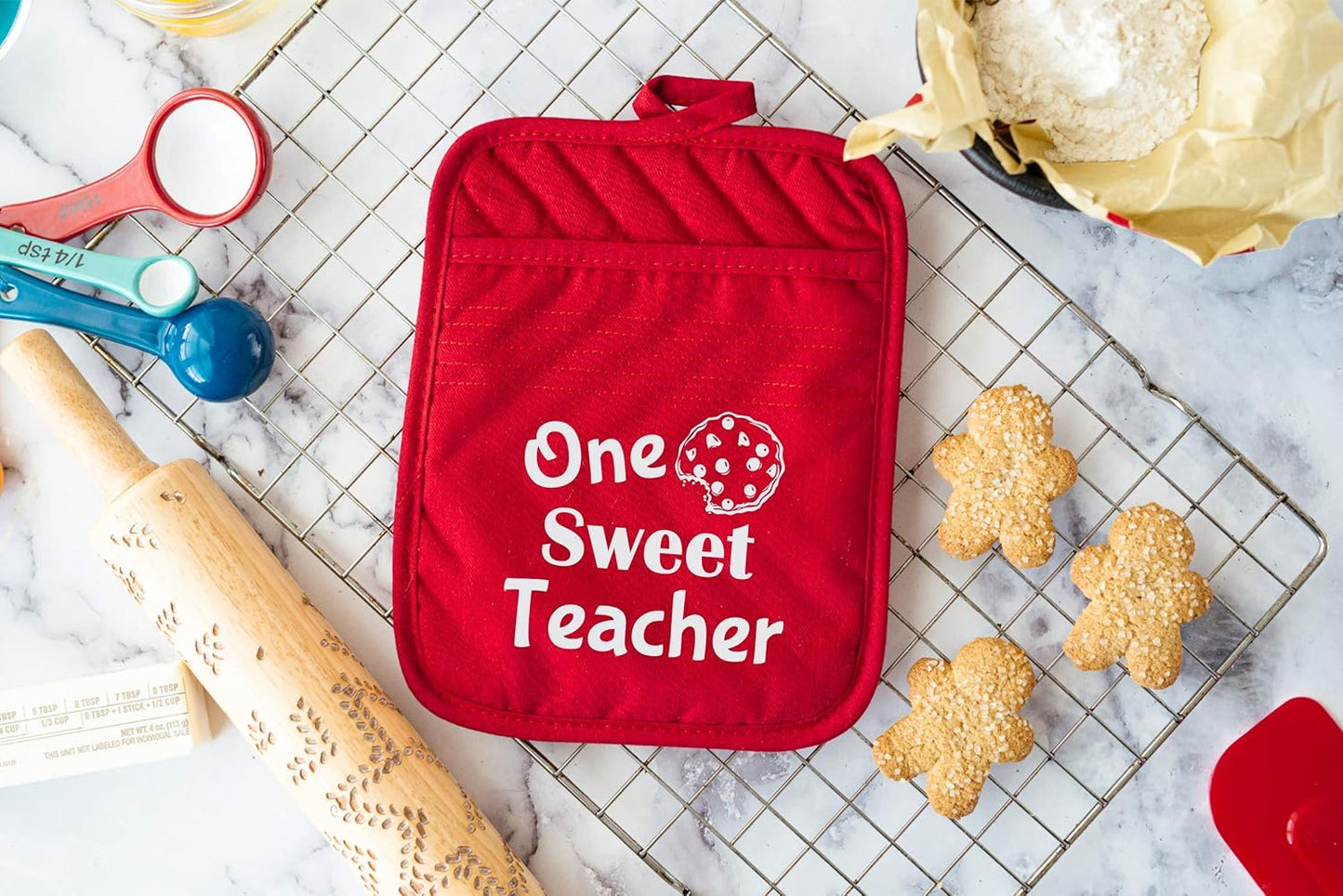 Teacher Gift for Women, Appreciation Week, Thank You Potholder, One Smart Cookie Oven Mitt, Set of 2