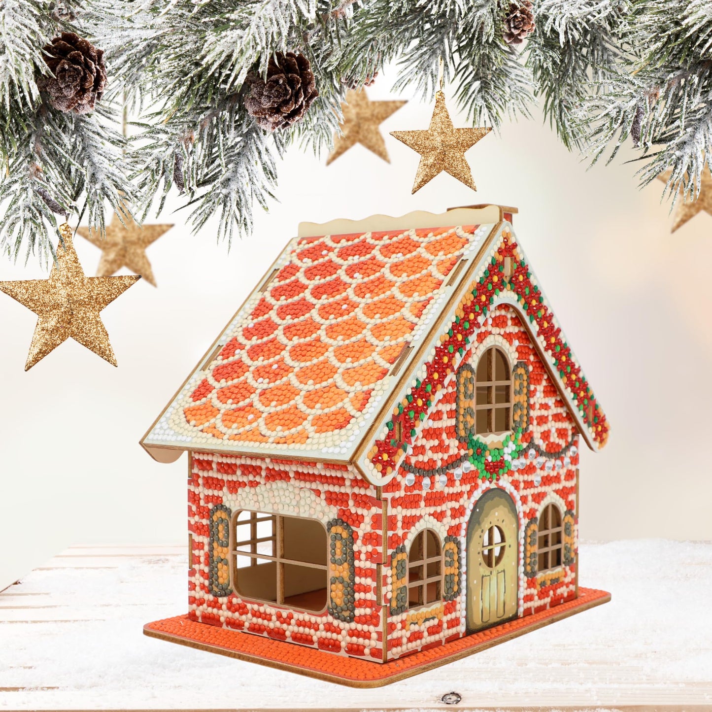 Party Ready 3D Diamond Painting Gingerbread House Christmas Cabin Kit – DIY Holiday Décor, Full Drill Mosaic Art, Festive Craft Kit (Christmas Carbin 2)