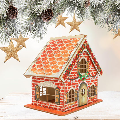 Party Ready 3D Diamond Painting Gingerbread House Christmas Cabin Kit – DIY Holiday Décor, Full Drill Mosaic Art, Festive Craft Kit (Christmas Carbin 2)