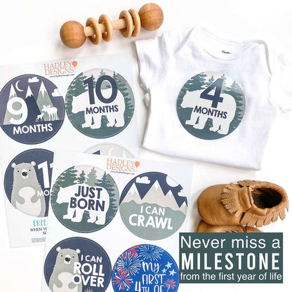 20 Monthly Baby Milestone Stickers Boy - Adventure Baby Monthly Milestone Stickers for Baby Boy, Milestone Baby Monthly Stickers, Baby Month Stickers for Baby Photo Props, Monthly Baby Stickers Boy