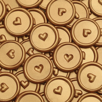 UNIQOOO Wax Seal Stickers - 3D Heart Wedding Invitation Envelope Seal Stickers, 50 Pcs Self- Adhesive Antique Gold Stickers, Perfect for Invitation, Christmas, Gift