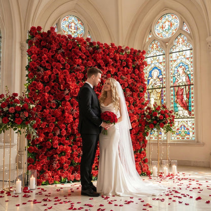 Artificial Luxury‌ Flower Wall Panels, Gorgeous 3D Silk Floral Backdrop for Wedding, Baby Show, Party and Home Decor, Quick Assembly/Storage, Both Eco ＆ Pet Friendly, 4ft*8ft