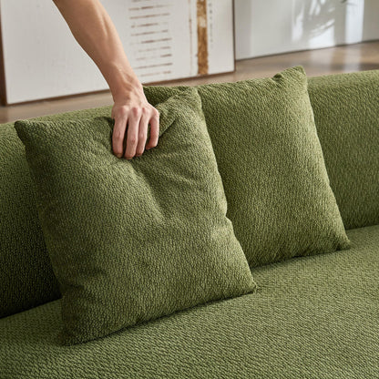 KEIKI 177" Curved Oversized Boucle Modular Sectional Sofa with Left Chaise, Upholstered 6-Seater Comfy Couch with 40D High-Resilience Seat Cushion & 5 Pillows, Easy Assembly, for Living Room, Green