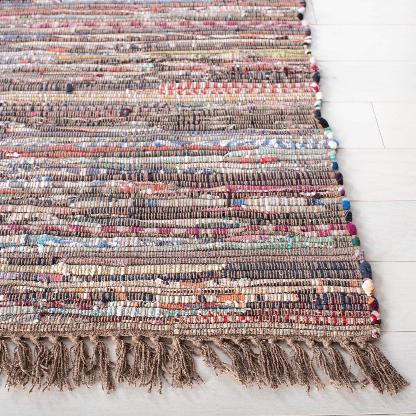 SAFAVIEH Rag Rug Collection X-Large Area Rug - 11' x 15', Rust & Multi, Handmade Boho Stripe Cotton, Ideal for High Traffic Areas in Living Room, Bedroom (RAR121E)