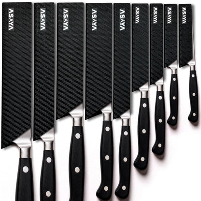 Asaya Professional Chef Knife Edge Guards – 9 Piece Knives Universal Covers - Extra Strength ABS Plastic and Food Safe Kitchen Knife Sheath Covers – Knives Not Included