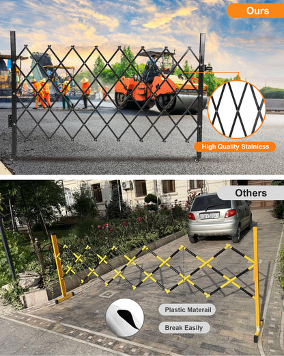 Single Folding Security Gate, 61" H x 71" W Flexible Expanding Security Gate, Folding Driveway Door Gate, Aluminum Security Gate, 360°Rolling Barricade Gate, Scissor Gate or Door, Black