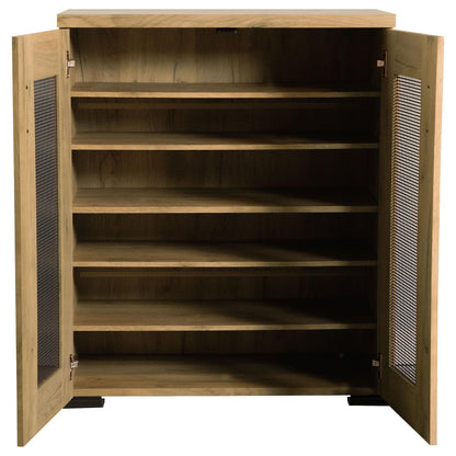 Coaster Home Furnishings - Bristol - Engineered Wood - 6-Shelf Shoe Cabinet with Double Doors, Mesh Panel, and Plastic Glides - Entryway and Mudroom - 31.5-Inch - Golden Oak - 951107