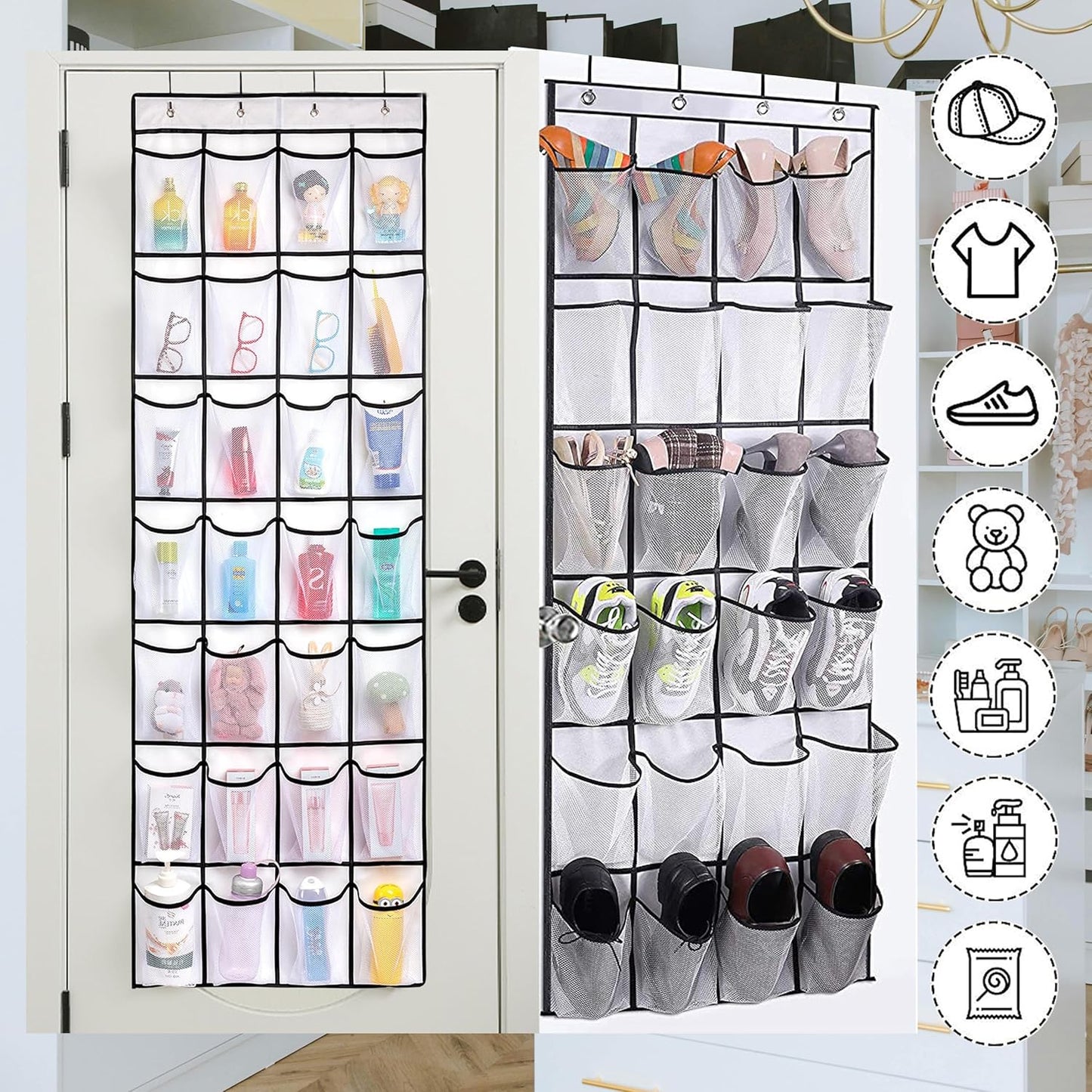 Over the Door Shoe Organizer, Shoe Rack, Door Underwear Organizer, Sunglasses Storage, Food Snacks Pouches, High Heel