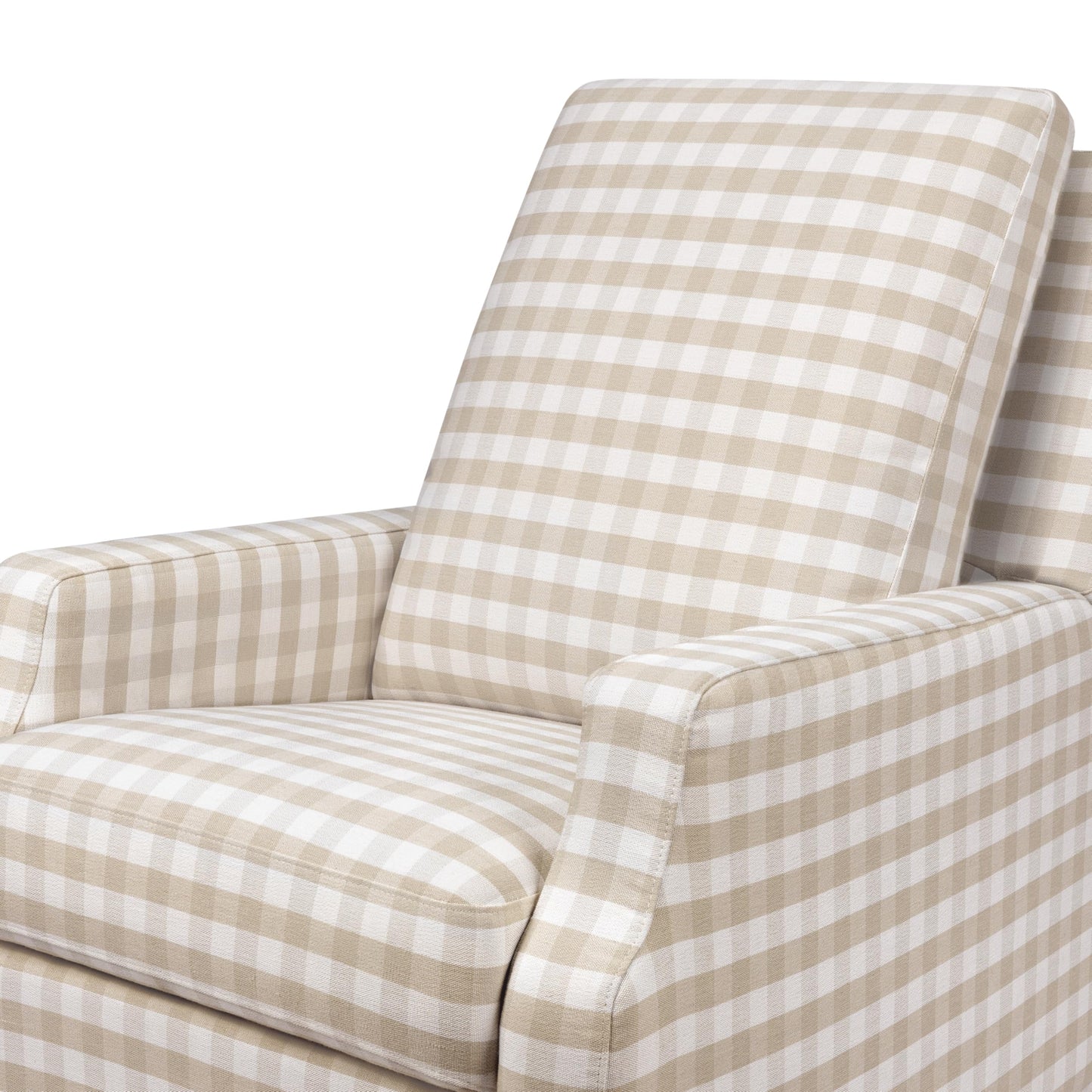 Namesake Crewe Glider Recliner Nursery Chair - GREENGUARD Gold & Certi-PUR US Certified Rocker Recliner - Glider Rocking Chair for Nursery & Living Room - Electronic, 270° Swivel, Tan Gingham