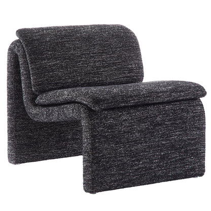 Modway Lume Curved Lounge Chair in Charcoal Boucle Fabric – Modern Upholstered Armless Accent Chair with Padded Cushion - Unique Slipper Chair for Bedroom or Living Room
