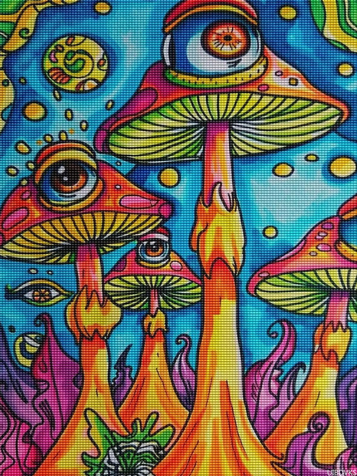 Psychedelic Eyes DIY Diamond Painting Kits for Adults, 5D Diamond Art Painting Wall Home Decor 12x16 Inch