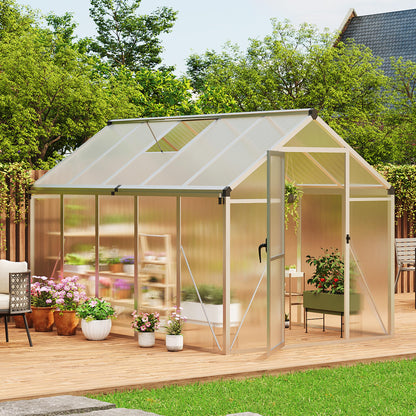 IDEALHOUSE 6×10 FT Greenhouse, Large Walk in Greenhouses for Outdoors and Garden Planting, Polycarbonate Greenhouse with Enhanced Aluminum Frame, Green Houses with Quick Setup Structure and Roof Vent