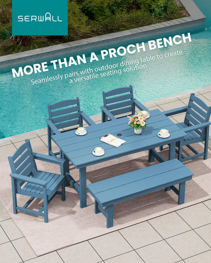 SERWALL 2-Person Outdoor Bench Backless, HDPE Outdoor Benches Weatherproof, 660 Lbs Weight Capacity, Poly Lumber Patio Furniture for Garden, Porch and Park, Navy, 2 Pack