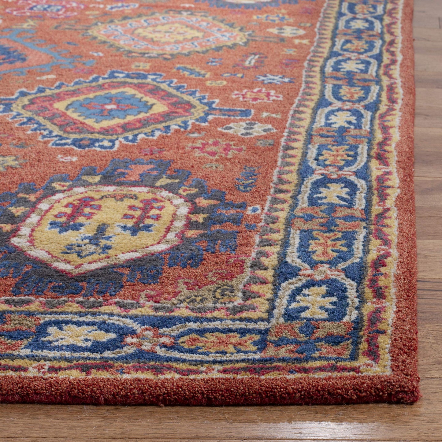SAFAVIEH Heritage Collection 8' x 10' Rust / Navy HG427P Handmade Traditional Oriental Premium Wool Area Rug