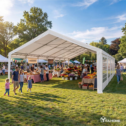 YITAHOME 20x50FT Party Tent Heavy Duty Wedding Tent Event Shelters Outdoor Canopy Upgraded Steel Carport with Removable Sidewall Windows for Commercial and Parties