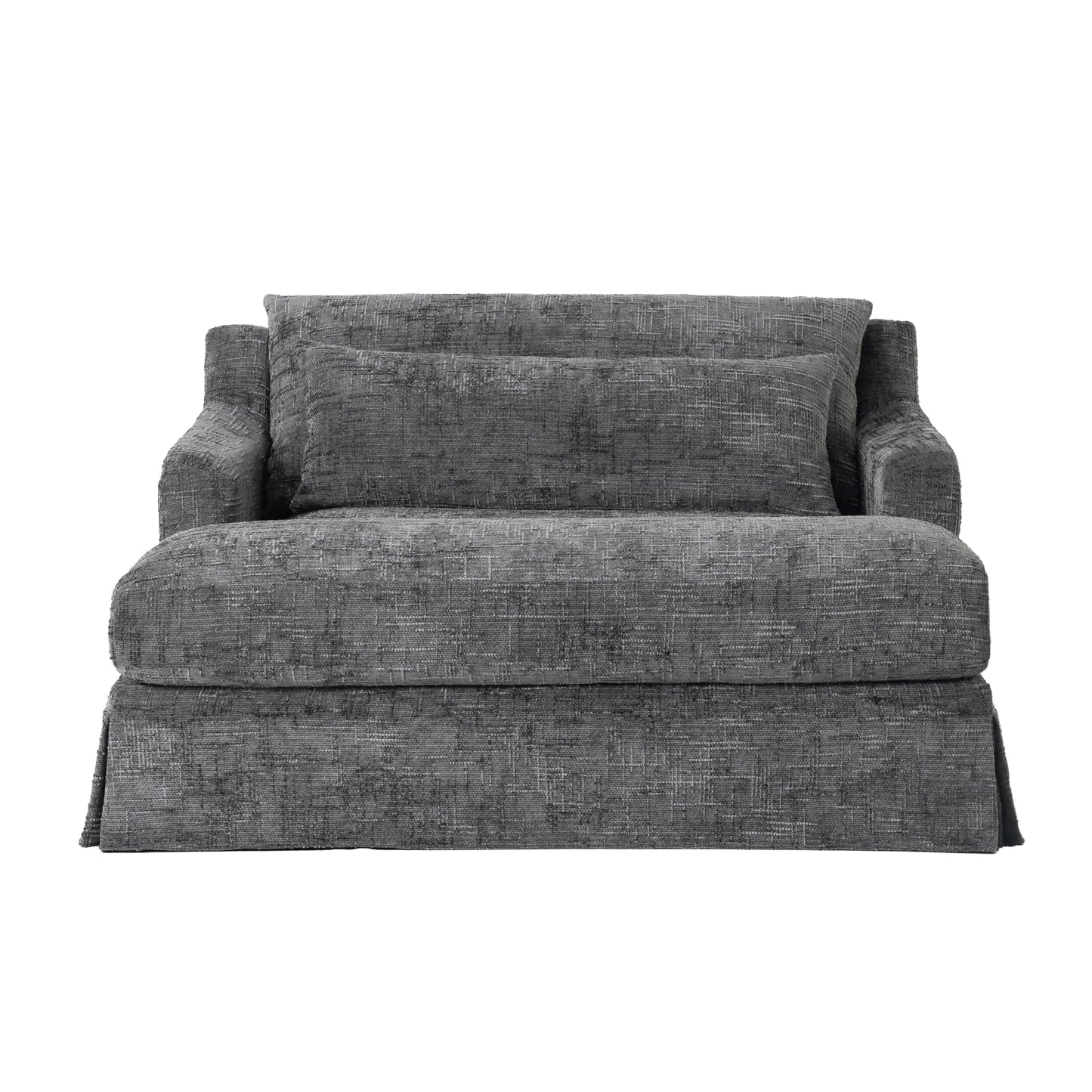 GDFStudio Chenille Sofa Bed Loveseat, Convertible Sleeper Couch with Deep Seat, 900 lbs Capacity, Upholstered Lounge Sofa with Pillows, Modern Compact Sofa for Living Room Bedroom Guest Space, Grey