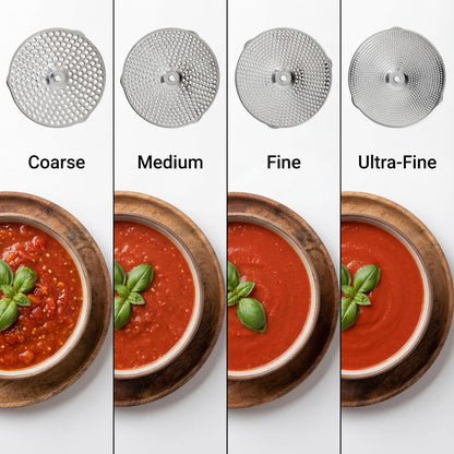 Premium 4-Disc Stainless Steel Food Mill – Ergonomic Rotary Hand Crank for Tomato Sauce, Canning, Applesauce, Baby Food, Mashed Potatoes, Puree & Jams