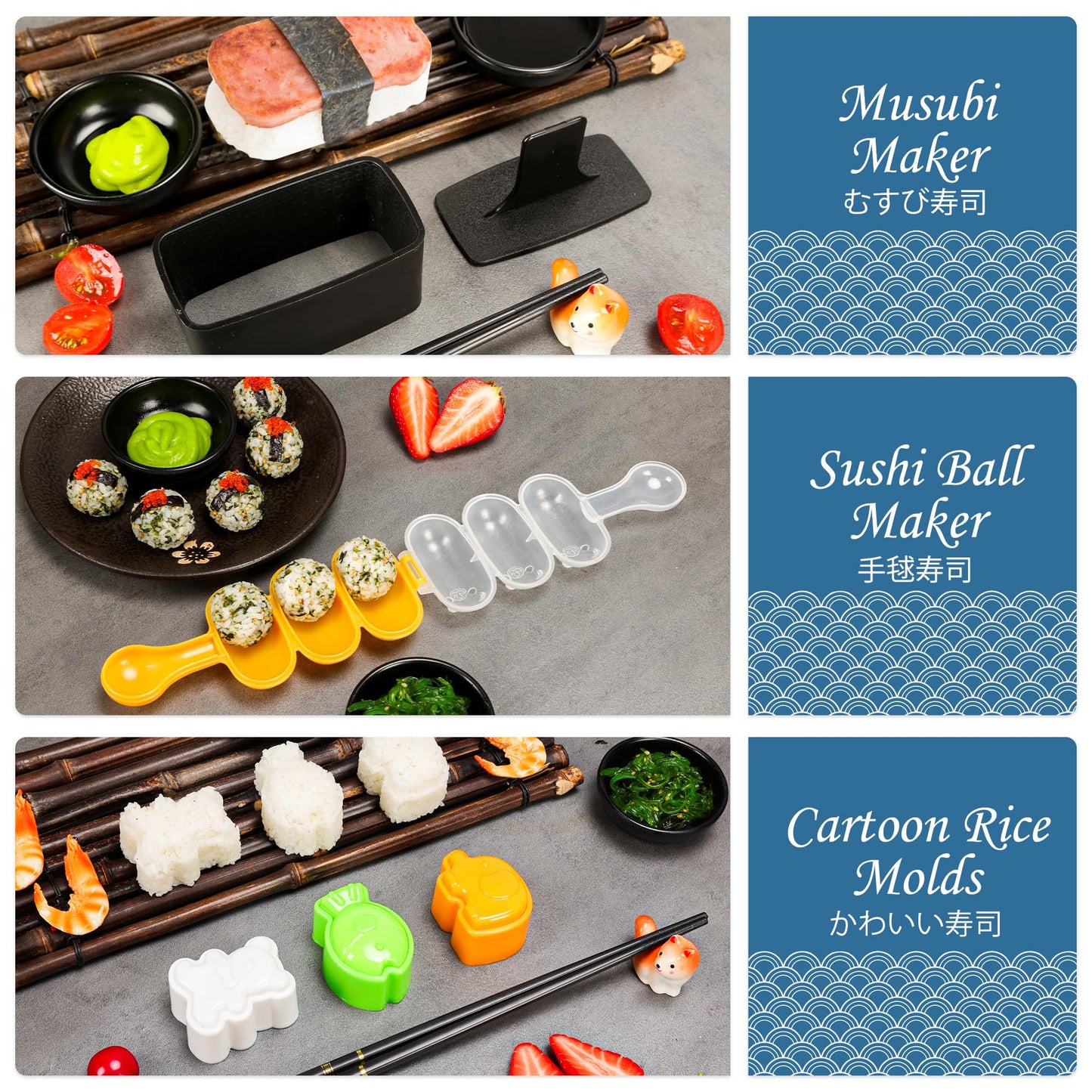 FUNGYAND Sushi Making Kit, 32-in-1 Complete Set with Bazooka Roller, Nigiri & Musubi Presses, Bamboo Mats, Knife, Peeler, Animal Rice Molds, Chopsticks & More – Perfect for Family Fun