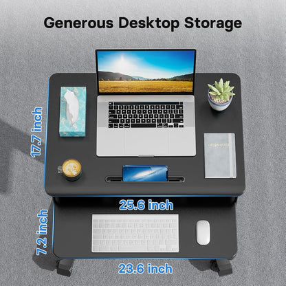 BONTEC Mobile Standing Desk with Keyboard Tray, Mobile Podium, Rolling Laptop Sit Stand Desk on Wheels, Adjustable Height Desk Up to 33lbs, Portable Computer Workstation Cart for Living Room, Office
