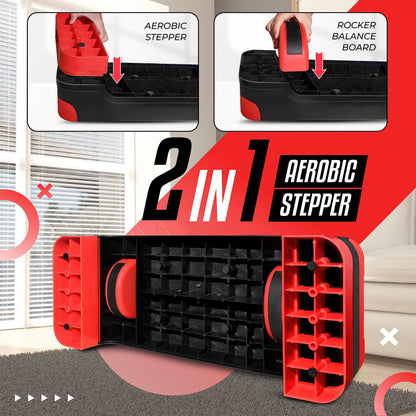 Yes4All 2-in-1 Adjustable Aerobic Step Platform Fitness Exercise Stepper with Rocker Balance Board Legs for Home Workout, Step Exercise & Balance Training