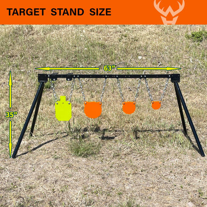 Highwild AR500 Steel Targets System 1/2" Thick Steel Shooting Targets with Stand, 63" Adjustable Width, 4", 6", 8" Shooting Gongs + 7" x 12" Torso with 1 Stand, 2 Extension Brackets & 4 Mounting Kits