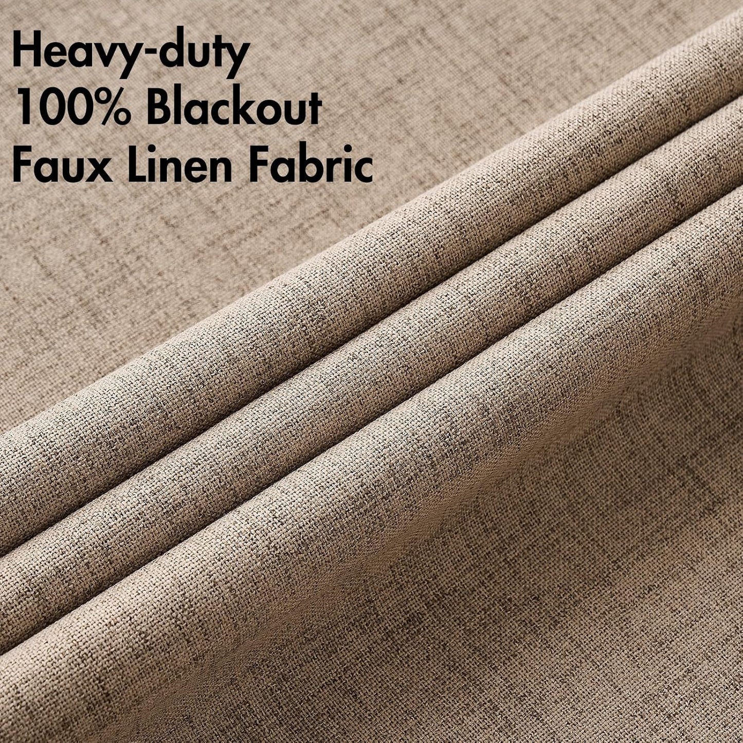 MIULEE 100% Blackout Linen Textured Curtains - Thermal Insulated Copper Brown | Room Darkening Drapes 52 x 120 Inch (2 Panels)