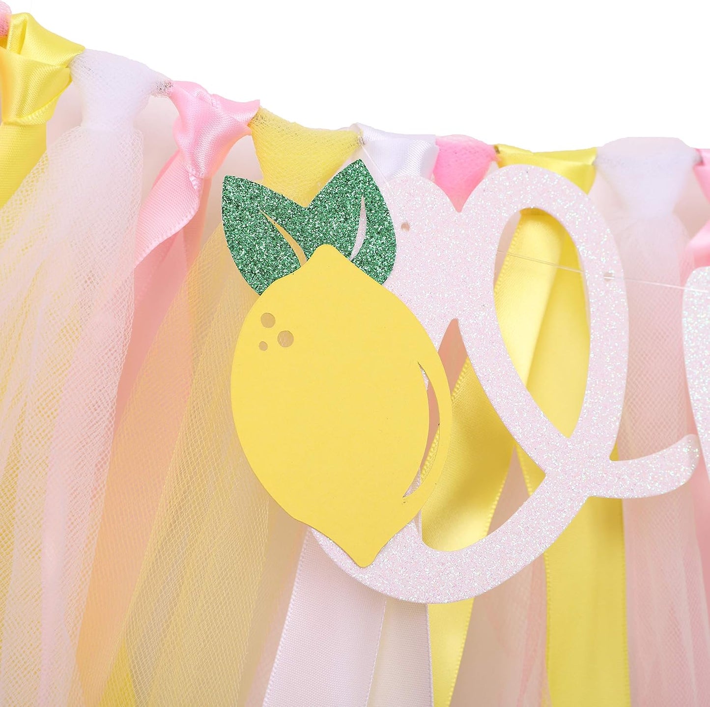 1st One Person Lemon Banner - Birthday High Chair Decor, Smashed Cake Photo Props, Piece Skirt