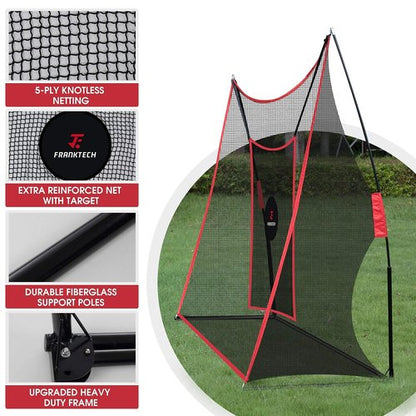 FRANKTECH Golf Practice Net - Heavy Duty Driving Range Net with High Impact Chipping Target, Include Carry Bag and Golf Balls for Indoor Outdoor
