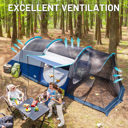 TIMBER RIDGE 8 Person Family Camping Tent with Screen Room, Double Layer Waterproof Weather Resistant Big Tunnel Tent with Rainfly Carry Bag, Large Family Tent for Outdoor Party 20ft x 8ft x 76in