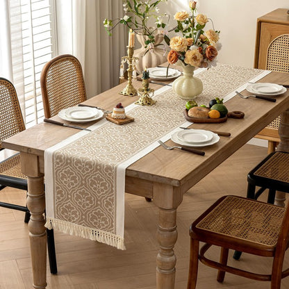 UWWGKK Table Runner 48 Inches Long,Waterproof Boho Table Runner with Tassel Fringe,Table Runners for Party Coffee Table